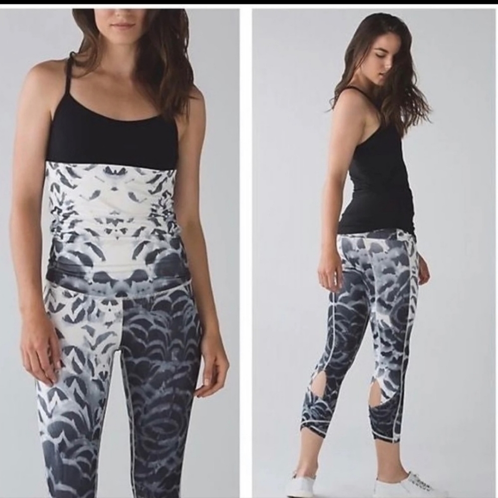 Lululemon Wunder Under Pant*SE Dance Pretty Plume Angel Wing Black